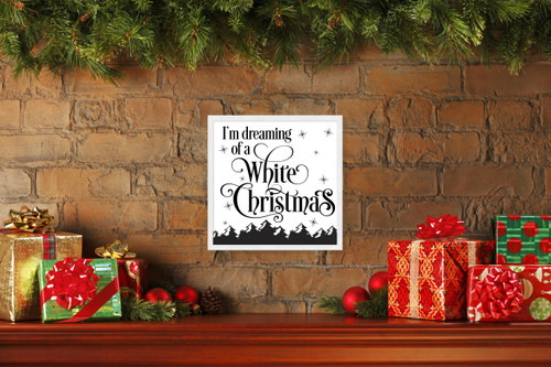 I'm dreaming of White Christmas 13.5" x 13.5" Framed Christmas Wall Decor Art Print Sign Poster in a Natural Wooden Frame with UV Acrylic and Hangers