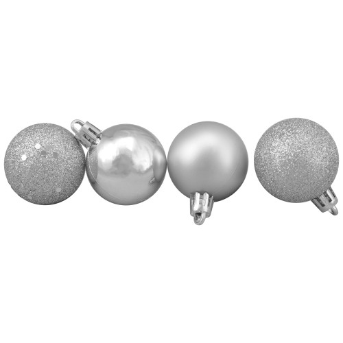 96ct Silver Shatterproof 4 Finish Christmas Ball Ornaments 1.5" (40mm)