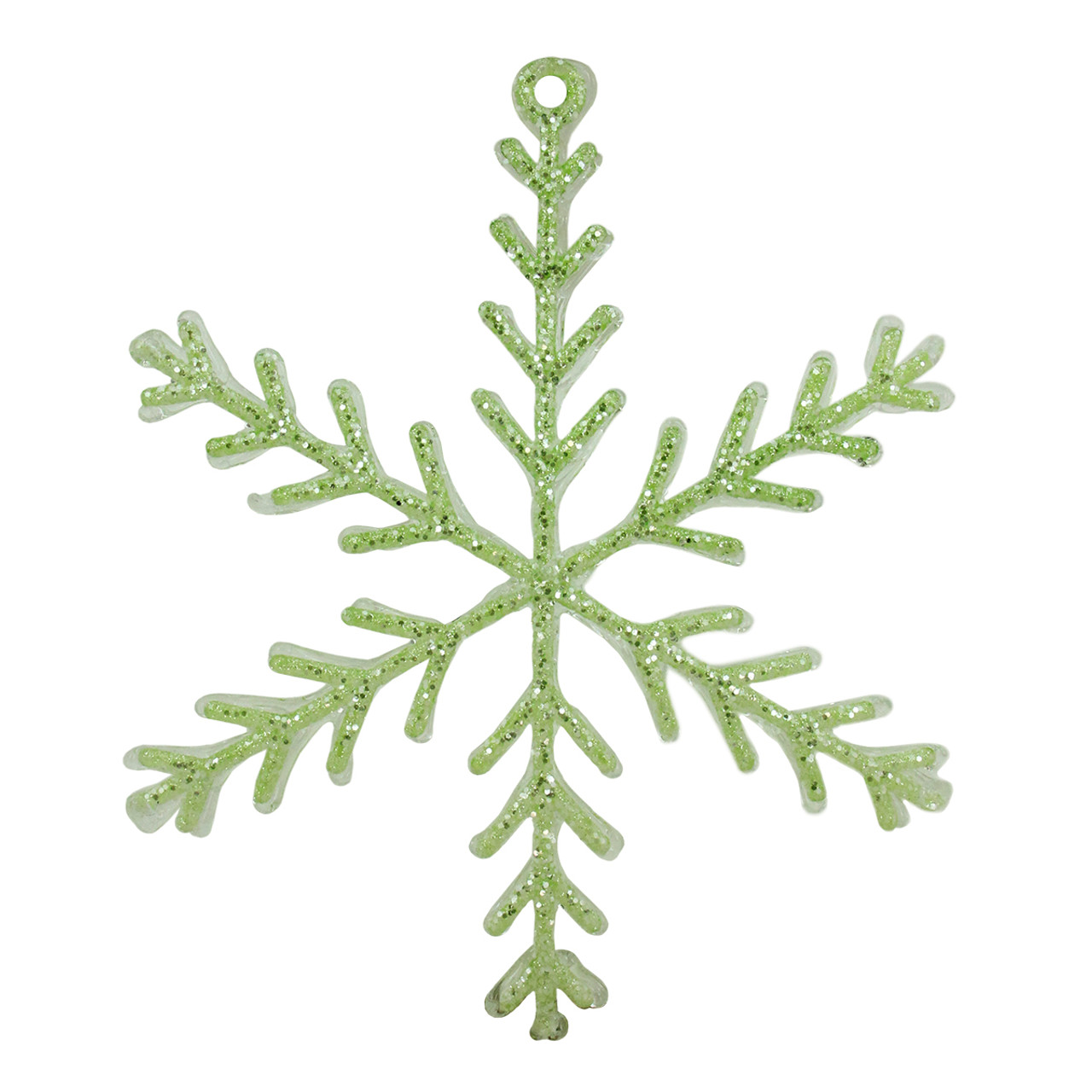 10.5" Green Glittered Snowflake Christmas Ornament