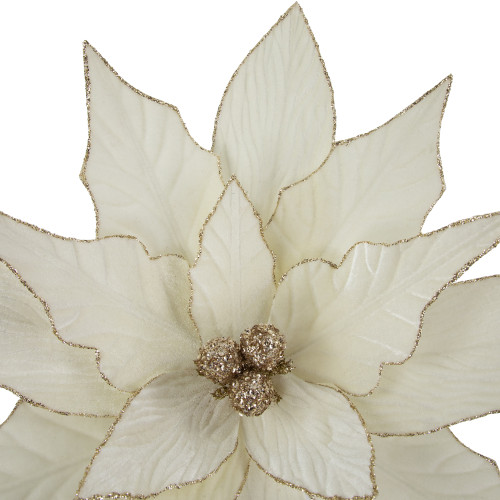 24" Cream Poinsettia Christmas Stem Spray