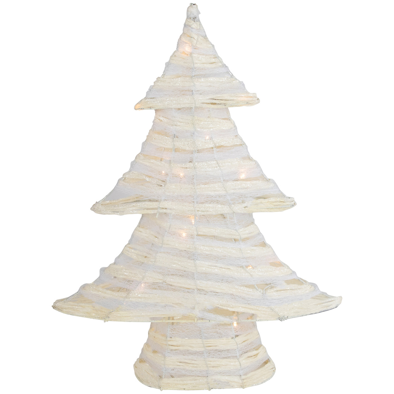 LED Lighted Glitter Christmas Tree - 18.5" - Cream - Warm White Lights