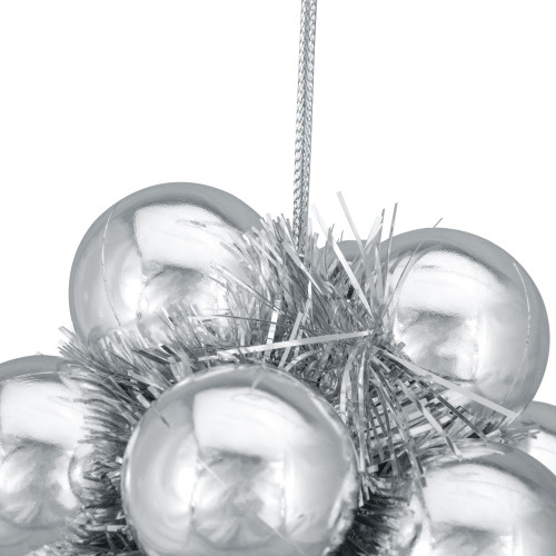 4.25" Shiny Silver Balls and Tinsel Christmas Ornament
