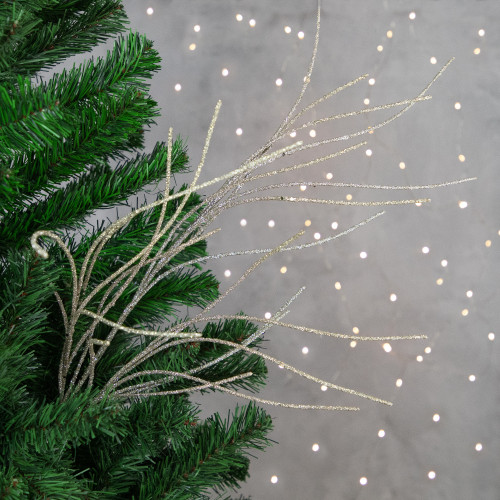 36" Champagne Gold Glittered Christmas Twig Spray