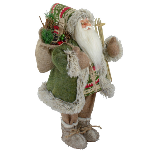 18"Standing Santa Christmas Figure Carrying Skis and Presents