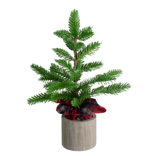 Potted Pine Medium Artificial Christmas Tree with Plaid Skirt - 1.3' - Unlit