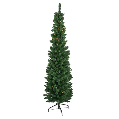 6' Pre-Lit Northern Balsam Fir Pencil Artificial Christmas Tree, Warm Clear LED Lights