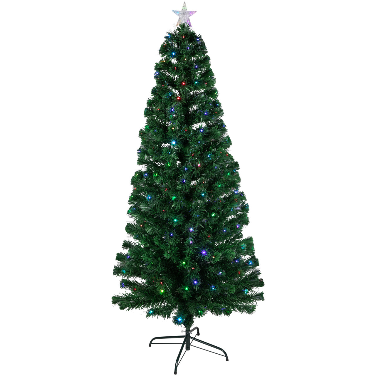 6' Pre-Lit LED Fiber Optic Color Changing Christmas Tree with Star Tree Topper