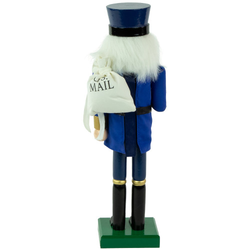 14" Blue and Gold Wooden Mail Carrier Christmas Nutcracker