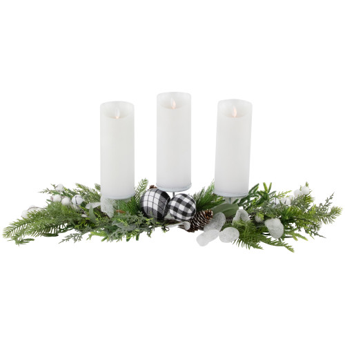 Mixed Foliage and Pinecone Christmas Pillar Candle Holder - 29"