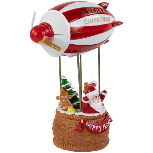 Musical and Animated Blimp and Santa Christmas Decoration - 8.5" - Red and White