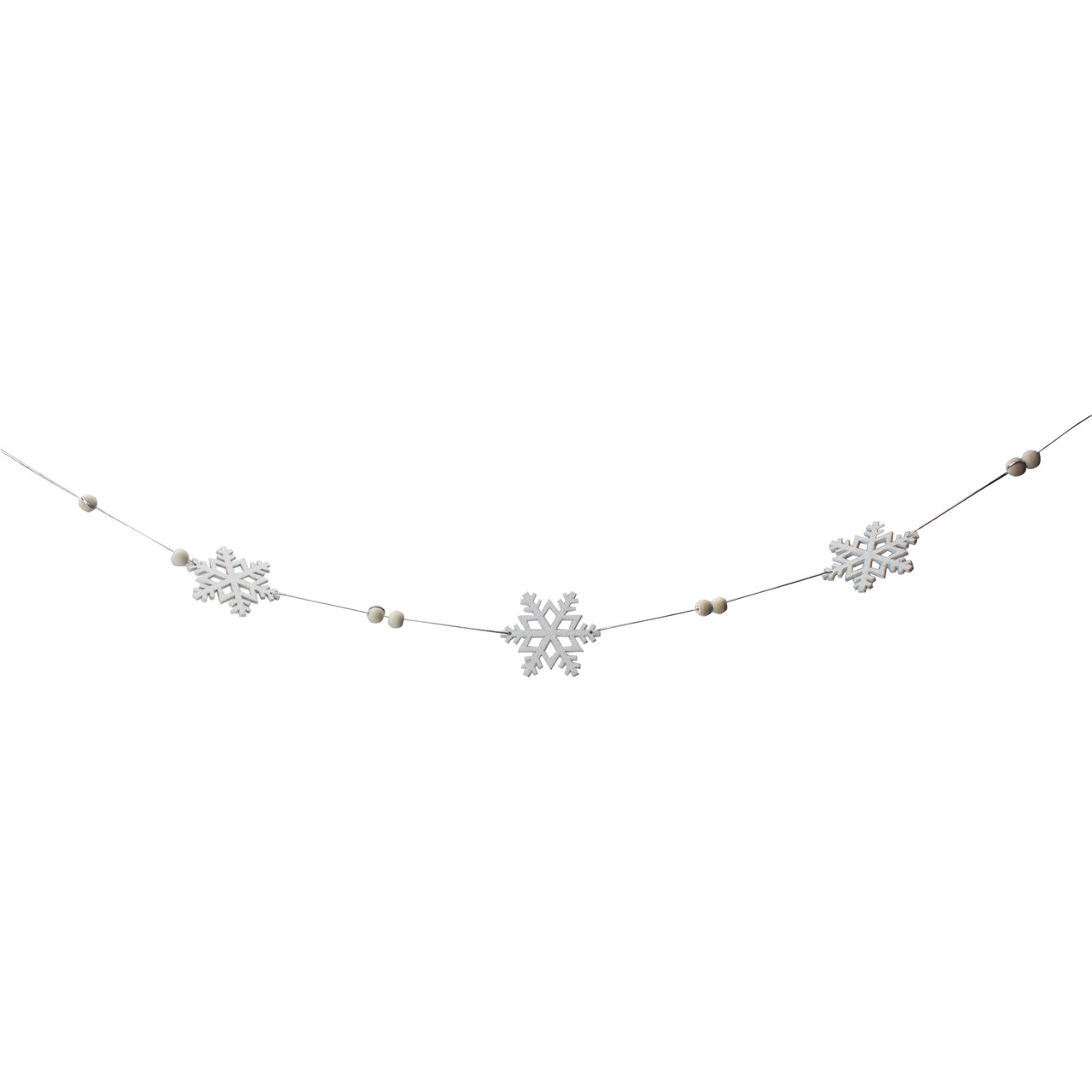 5.25' White Glitter Dusted Snowflake Christmas Garland
