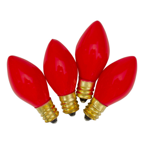 Set of 4 Red Opaque C7 Christmas Replacement Bulbs - 2"