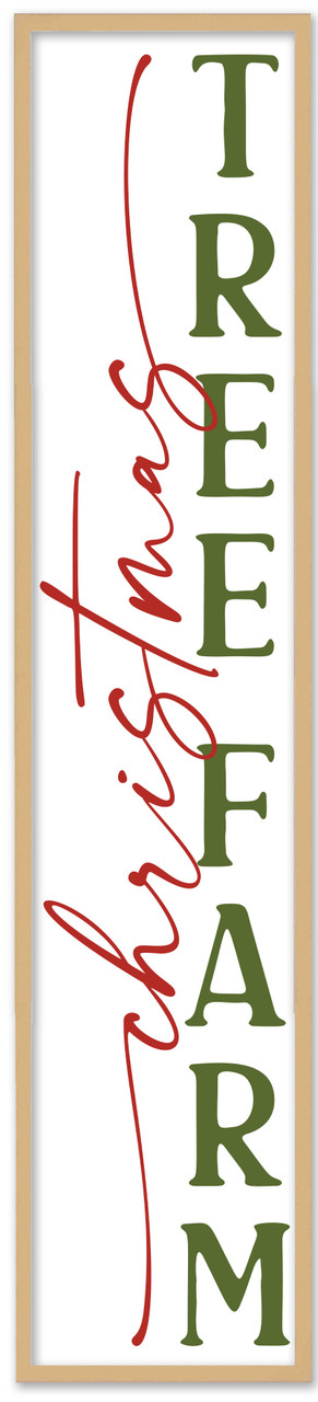 Christmas Tree Farm Tall 10" x 43.5" Framed Christmas Wall Decor Art Print Sign Poster in a Natural Wooden Frame with UV Acrylic and Hangers
