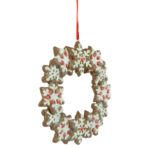 4.5" Gingerbread Snowflake Wreath Christmas Ornament