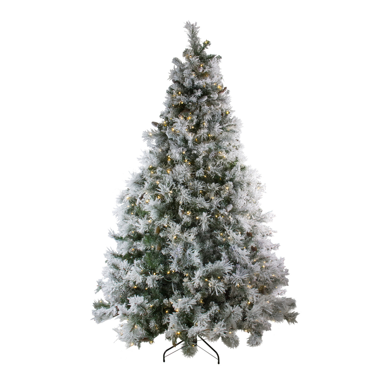 7.5' Pre-Lit LED Lights Flocked Victoria Pine Artificial Christmas Tree - Multicolor Light Options