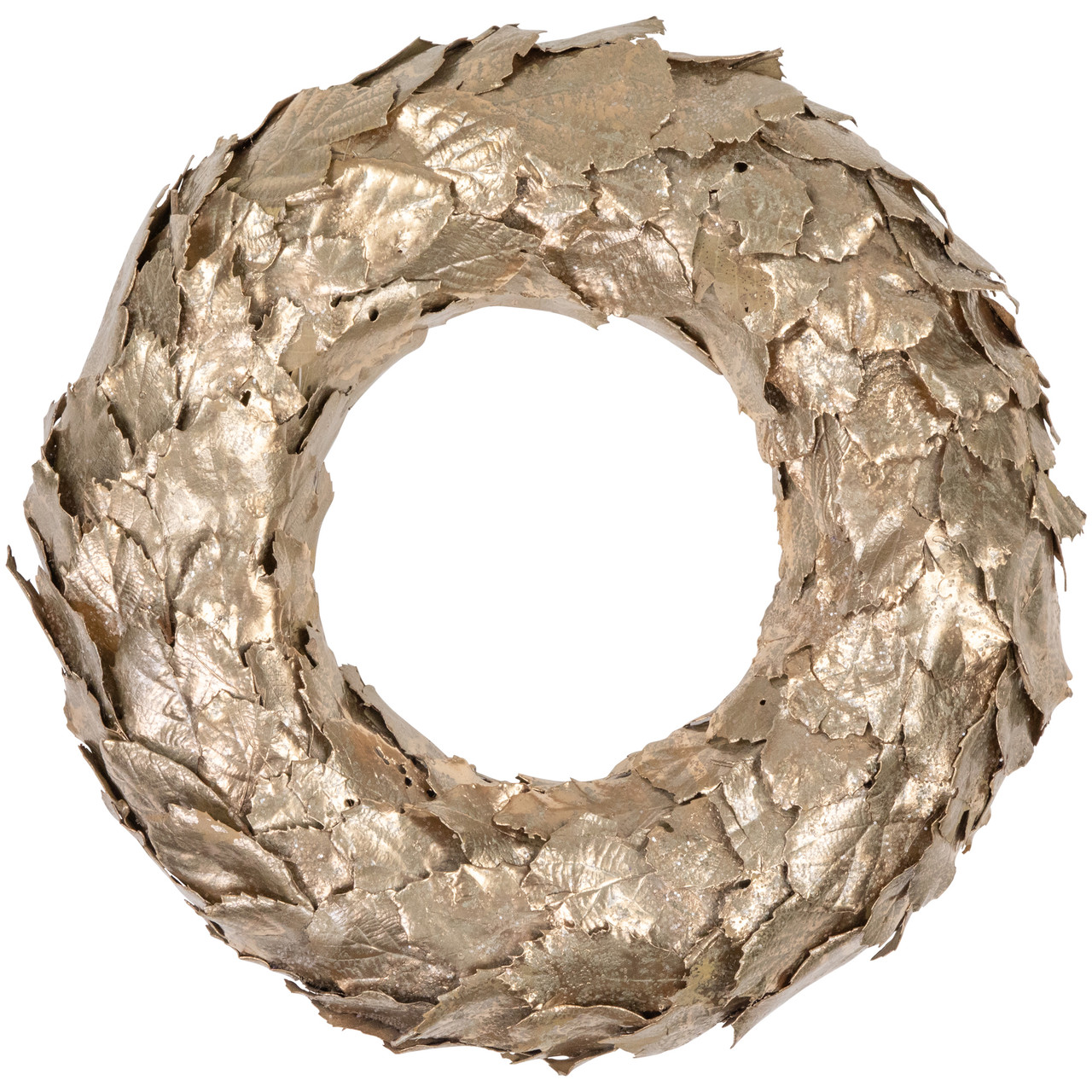 Gold Layered Leaves Christmas Wreath, 15.5-Inch, Unlit