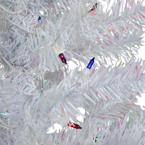 3' Pre-lit White Iridescent Pine Artificial Christmas Tree - Multi Lights