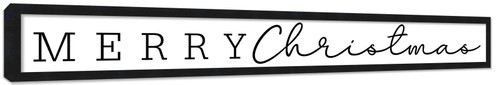 Giant Merry Christmas 6.5" x 49.5" Framed Christmas Wall Decor Art Print Sign Poster in a Black Wooden Frame with UV Acrylic and Hangers