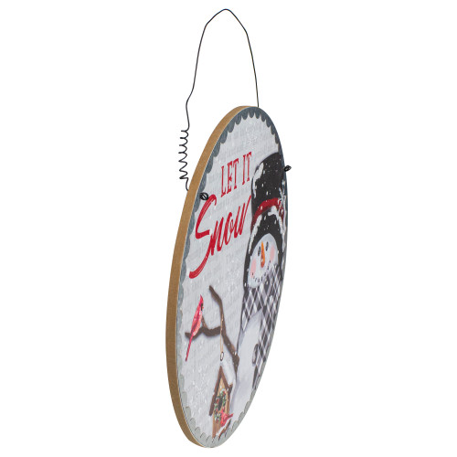 13.5" Snowman with Cardinals Let it Snow Christmas Wall Sign