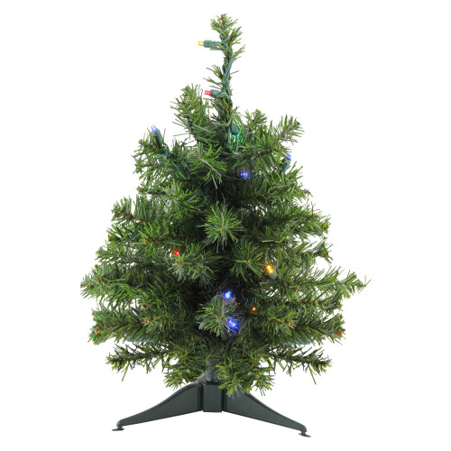 Pre-Lit Canadian Pine Artificial Christmas Tree - 18" - LED Multicolor Lights