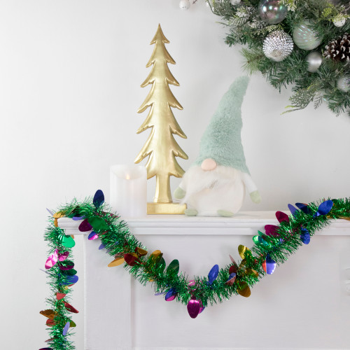 Christmas Light Bulb Wrapped Tinsel Commercial Garland - 50' x 2" - Green and Multicolor - Unlit