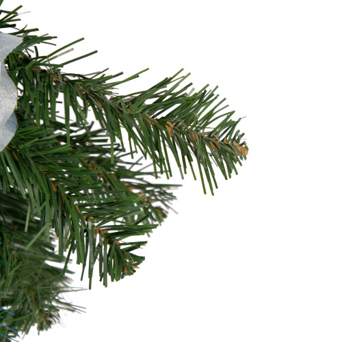 Peacock Feather and Poinsettia Artificial Christmas Teardrop Swag - 22" - Unlit