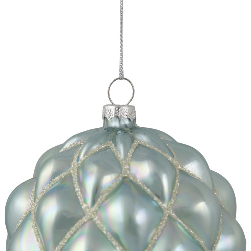 4.5" Glittered Blue and Silver Glass Christmas Ball Ornament