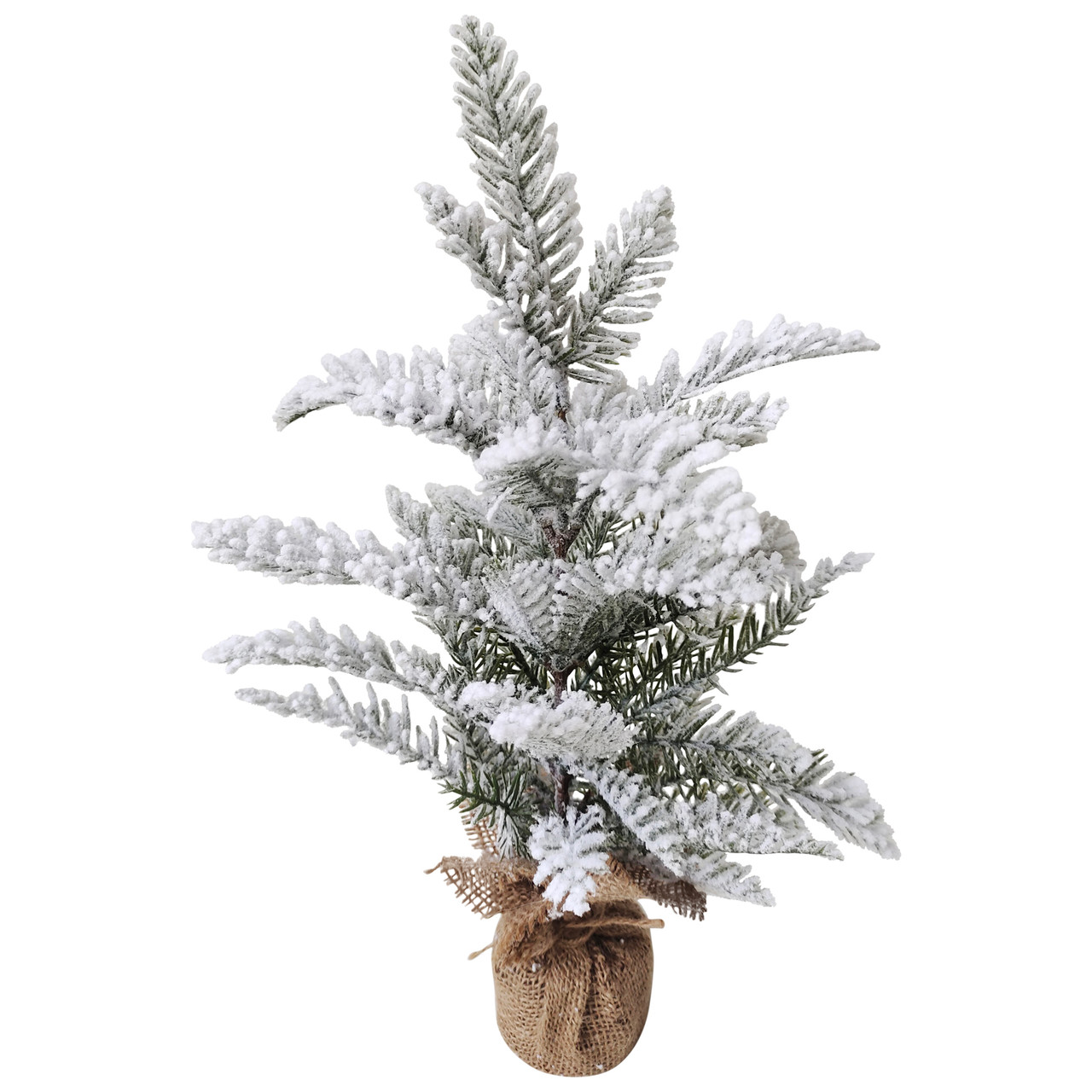 Heavily Flocked Pine in Burlap Base Christmas Tree - 17.75" - Unlit