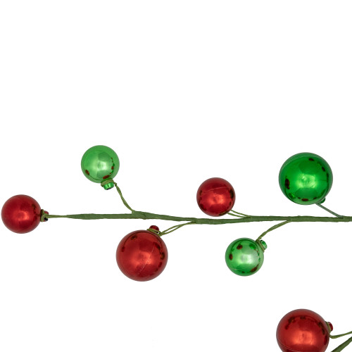 30" Green and Red Ball Ornament Christmas Spray