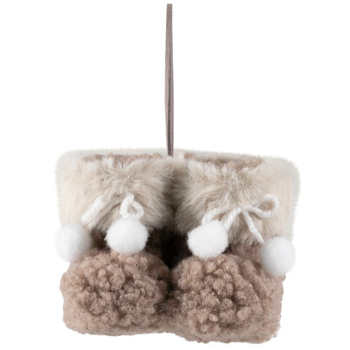 High Pile Fleece Winter Booties Christmas Ornament - 4"