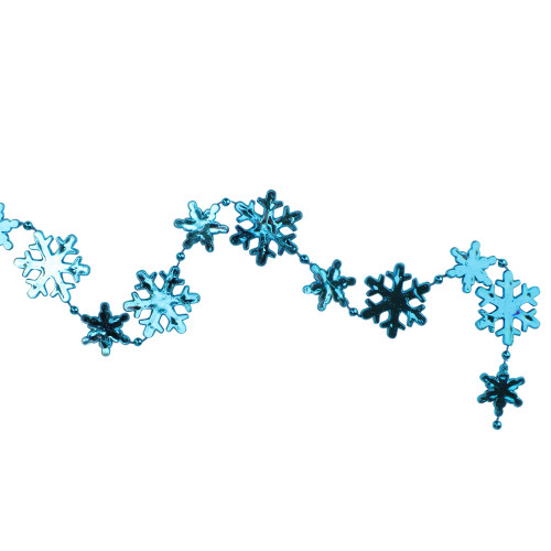 8' x 1" Shiny Blue Snowflakes Beaded Christmas Garland