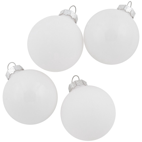 10ct White Shiny and Matte Glass Ball Christmas Ornaments 1.75" (45mm)