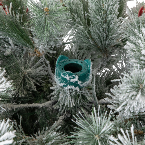 Pre-Lit Snowy Bristle Pine Artificial Christmas Tree - 7.5' - Warm White LED Lights