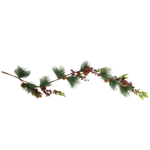 4.5' x 5.5" Green and Red Snow Dusted Artificial Christmas Garland - Unlit