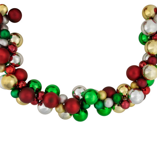 6' Traditional Colors 2-Finish Shatterproof Ball Christmas Garland