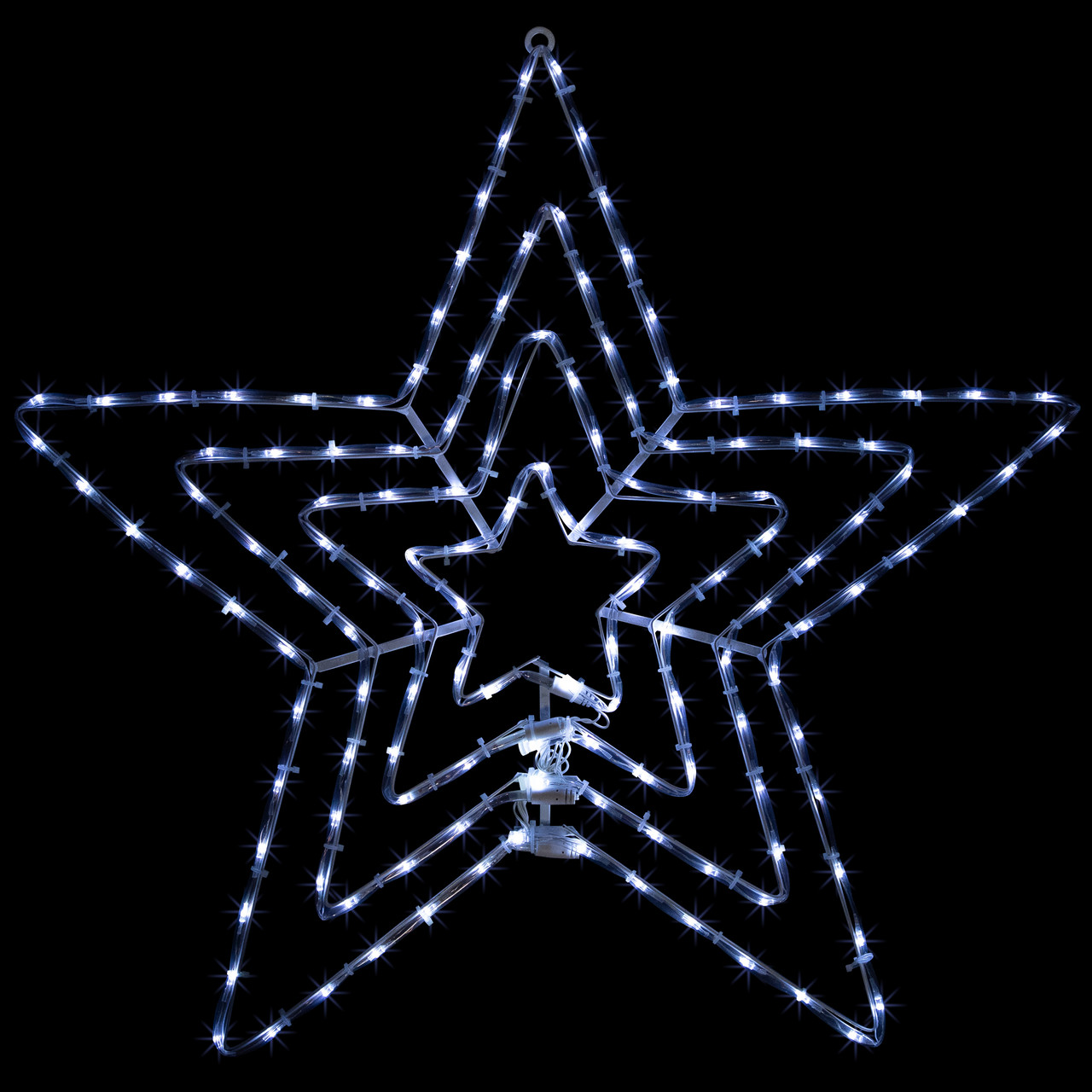 24" LED Lighted Layered Stars 8 Function Christmas Window Silhouette