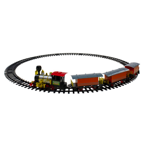 20-Piece Battery Operated Red and Orange Animated Classic Christmas Train Set with Sound