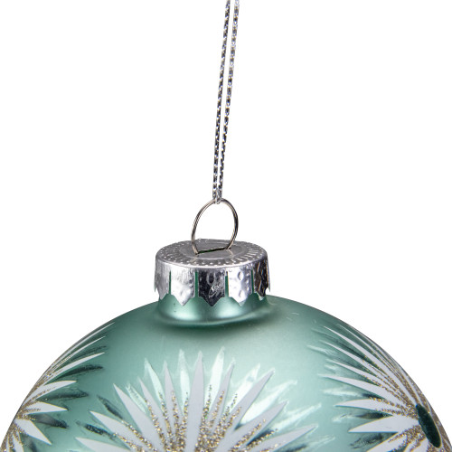 4" Glittered Mint Green Starburst Glass Christmas Ball Ornament