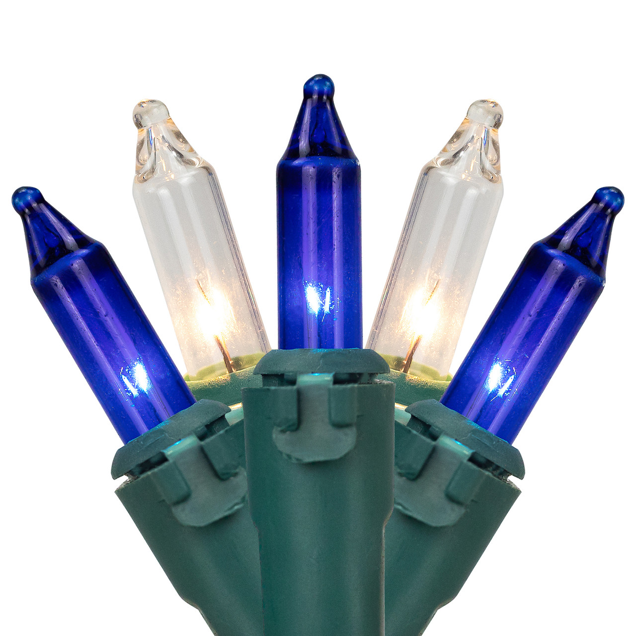 100-Count Blue and Clear Mini Christmas Light Set, 20 ft Green Wire