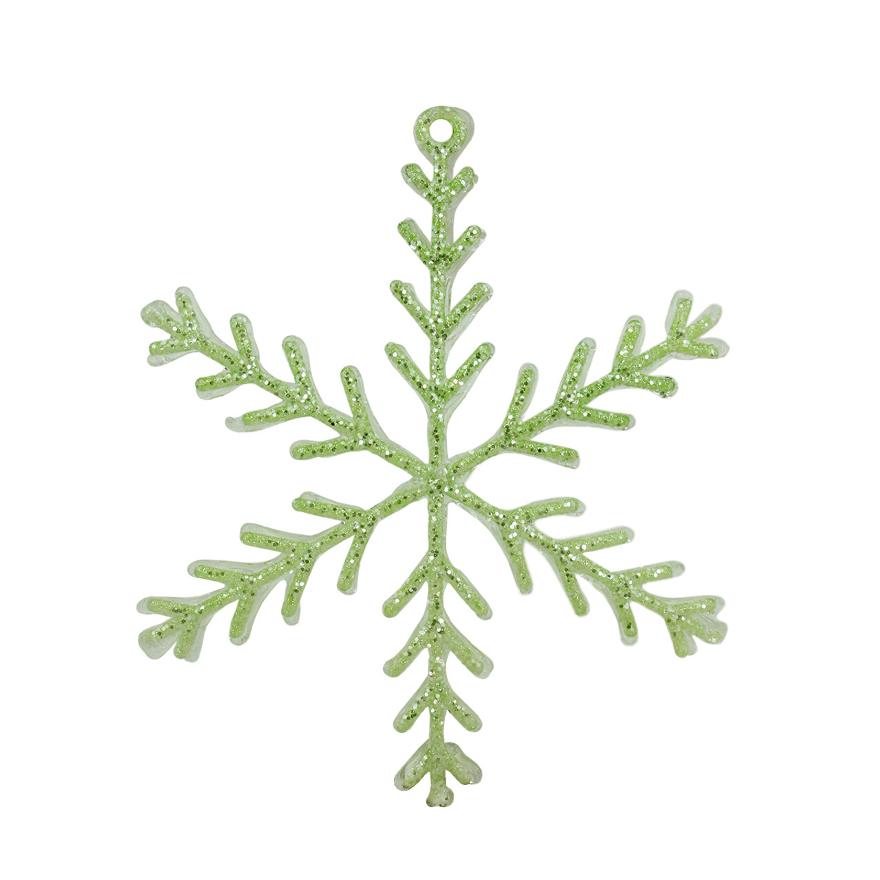 8.75" Green and Clear Glittered Snowflake Christmas Ornament