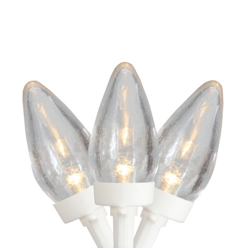 25 Count Warm White LED C7 Christmas Lights, 16 ft White Wire
