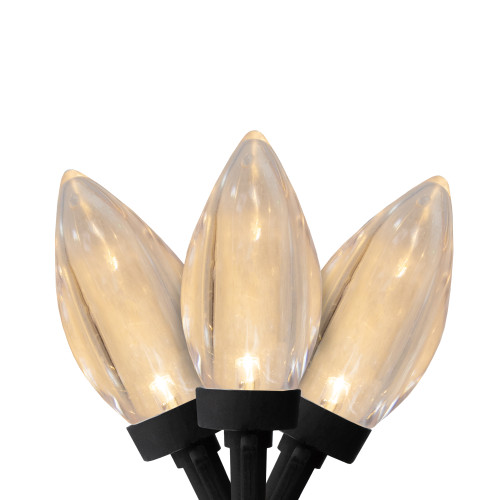 25 Count Warm White LED C9 Christmas Lights, 16 ft Black Wire