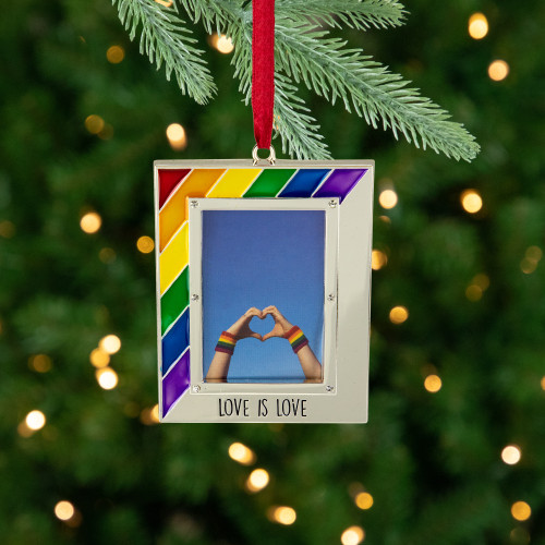 Picture Frame "Love is Love" Christmas Ornament - for 2.75" x 1.5" Photo - 3.5"