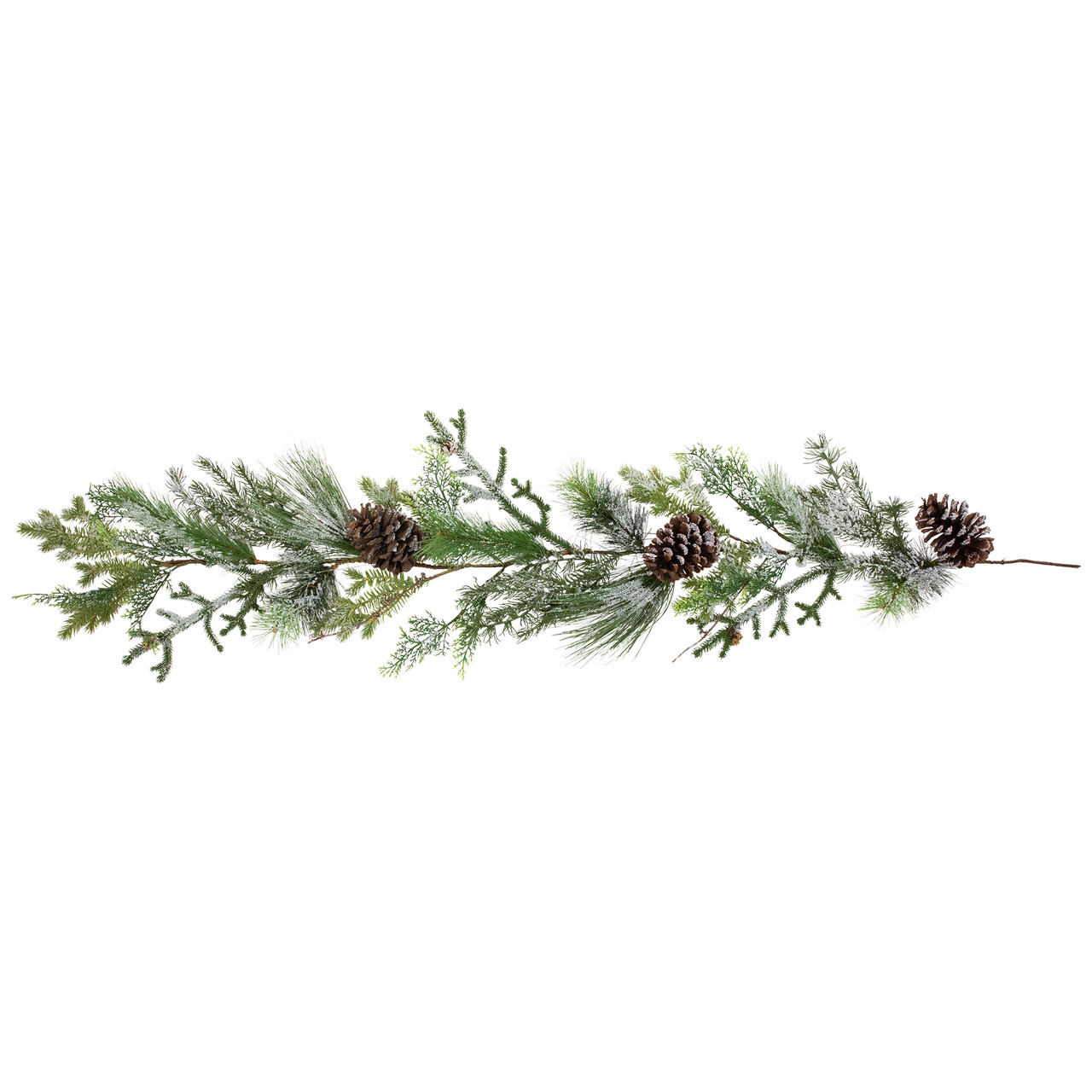 Frosted Mixed Pine and Cedar with Pinecones Artificial Christmas Garland - 5' x 10" - Unlit