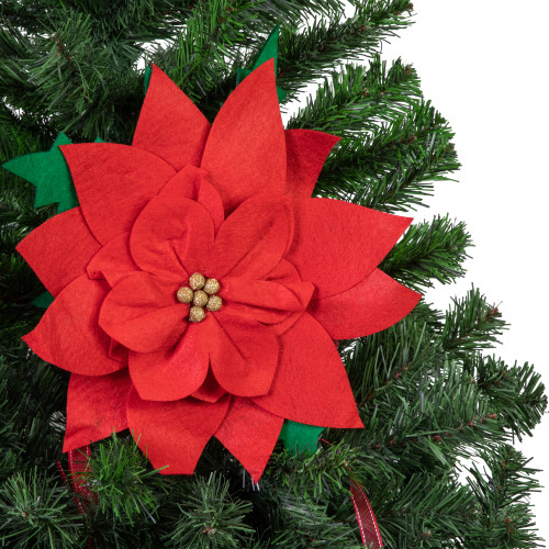 29" Red Poinsettia Tie-On Christmas Tree Topper, Unlit