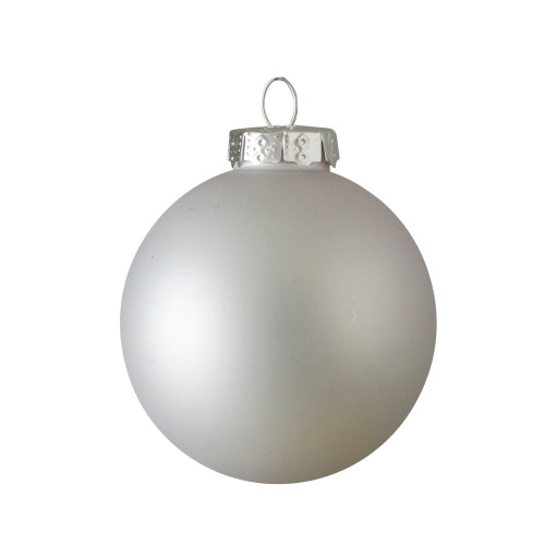 40ct Shiny and Matte Silver Glass Ball Christmas Ornaments 2.5"