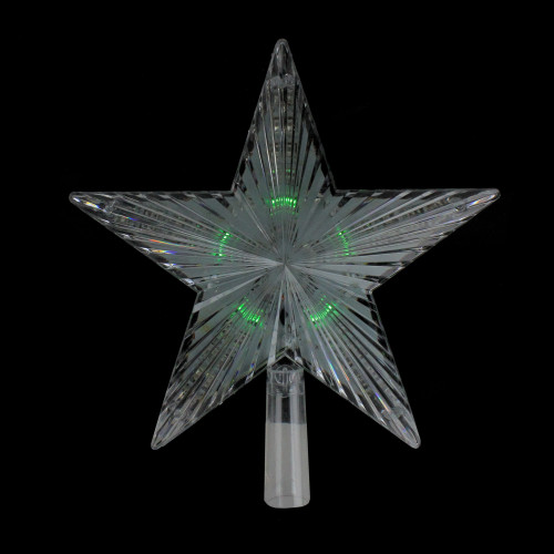 Lighted Flashing Crystal Star Christmas Tree Topper - 9" - Multicolor LED Lights