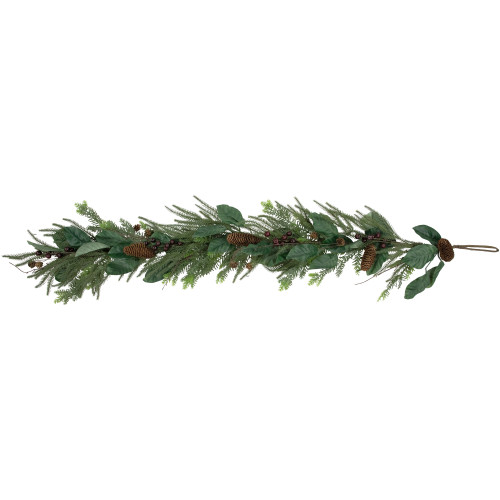 6' Mixed Foliage with Pine Cones and Berries Christmas Garland, Unlit