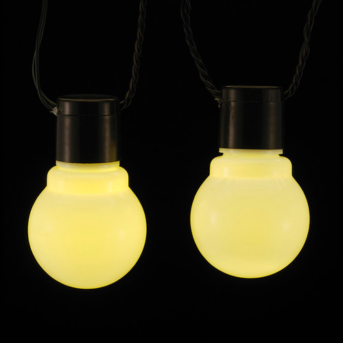 10 Warm White Glass LED Christmas Lights - 15 ft Black Wire