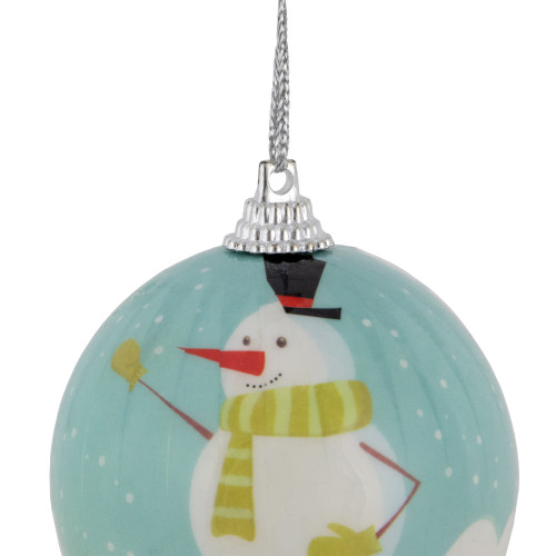 14-Piece Snowmen 'Happy Holidays' Decoupage Christmas Ball Ornament Set, 2.25"(60mm)